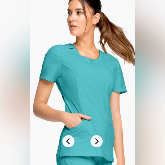 Cherokee Infinity Scrub Top XS in Teal - Picture 5 of 14